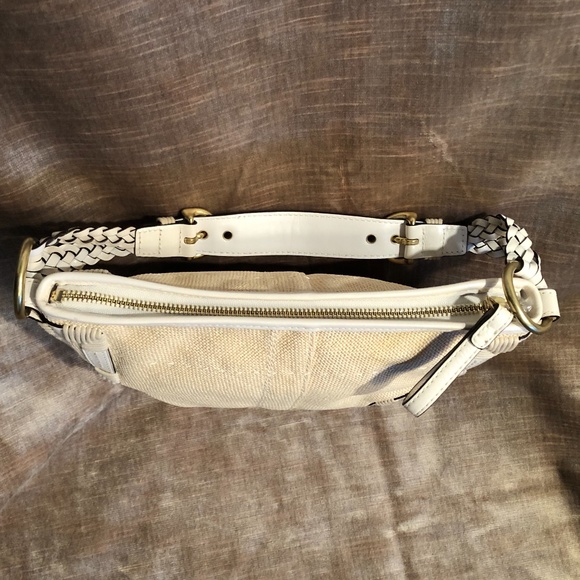 Coach White Leather & Angora Straw Purse - Picture 6 of 11